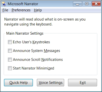 How To Prevent Narrator From Startup In Vista