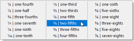 Hotstring Menu Fractions