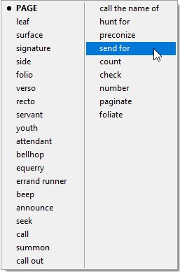 Synonym Lookup Menu